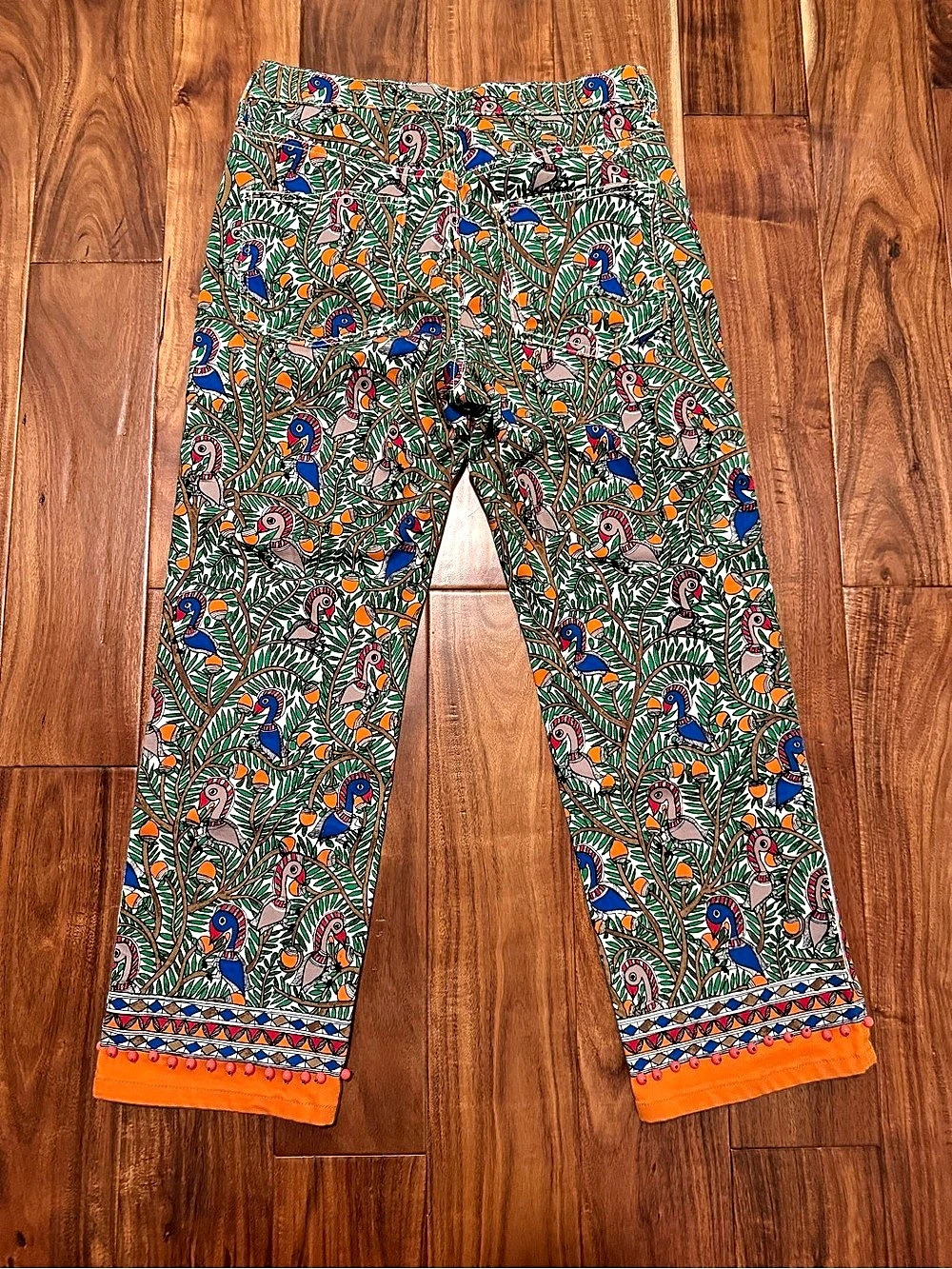 Tory Burch Something Wild Toucan Cropped Pants sz 28 - Picture 8 of 16